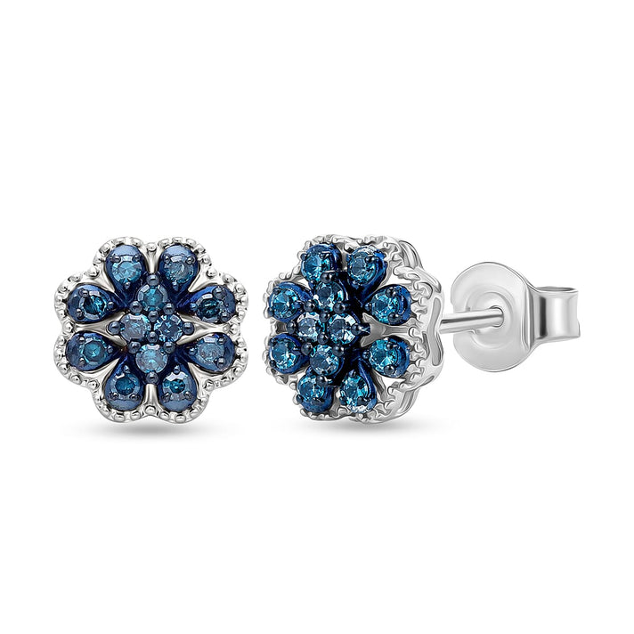 Natural Champagne Diamond Cluster Push Post Earring in 18K Vermeil Rose Gold Plated Sterling Silver 0.21 Ct 8484940 1