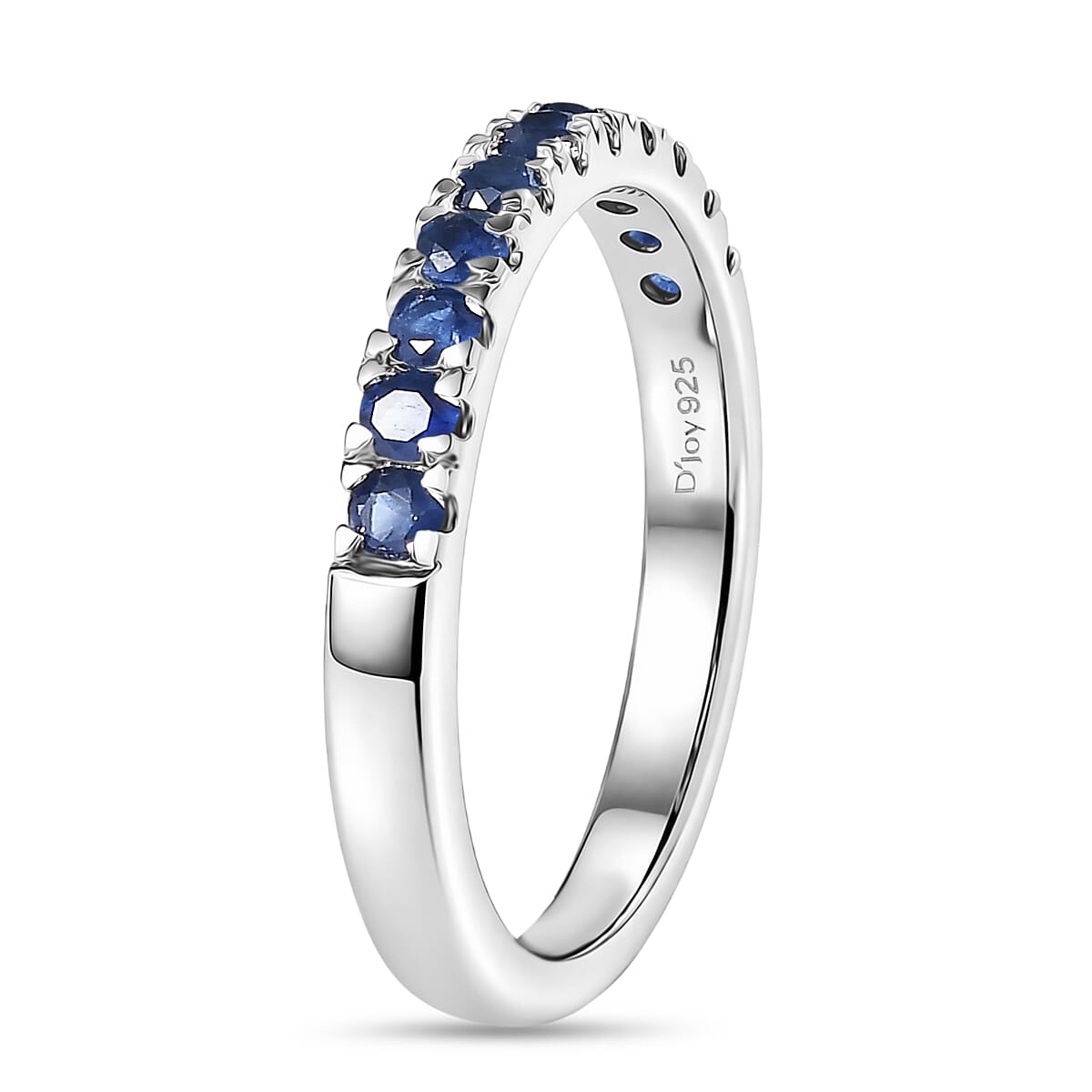 D'Joy Blue Sapphire Half Eternity Band Ring in Rhodium Overlay Sterling Silver 8531957 4