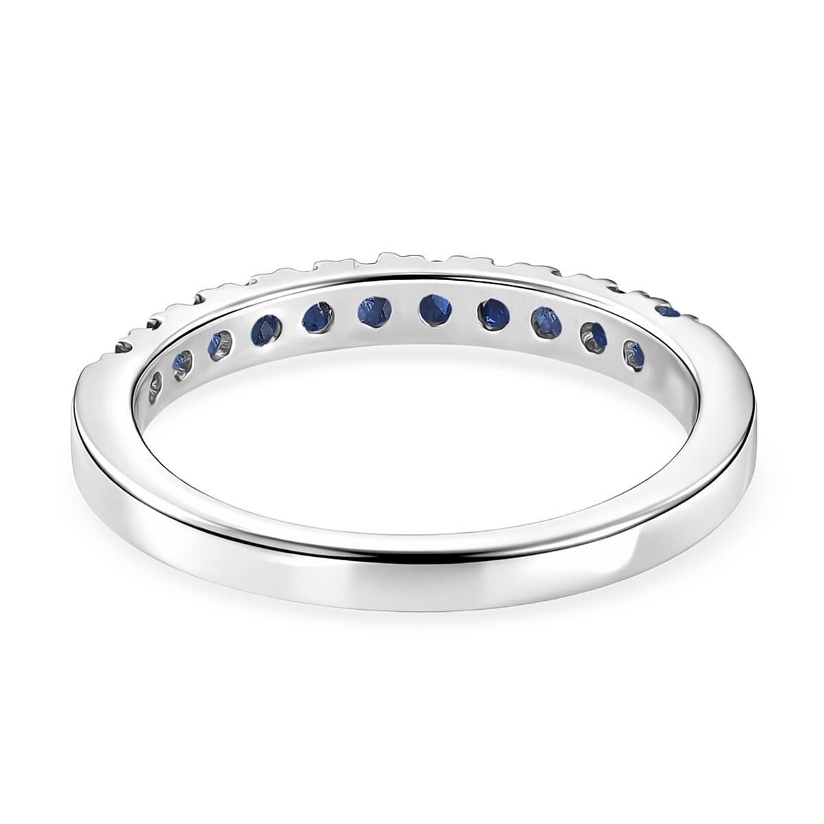 D'Joy Blue Sapphire Half Eternity Band Ring in Rhodium Overlay Sterling Silver 8531957 5