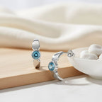 D'Joy Blue Zircon Push Back Earring in Rhodium Overlay Sterling Silver 1.64 Ct.