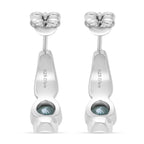 D'Joy Blue Zircon Push Back Earring in Rhodium Overlay Sterling Silver 1.64 Ct.