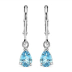 D'Joy Blue Zircon Solitaire Lever Back Earring in Rhodium Overlay Sterling Silver 1.80 Ct.