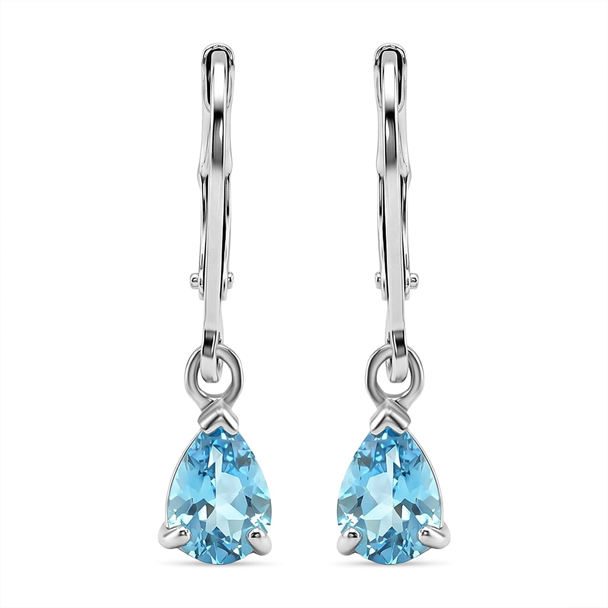 D'Joy Blue Zircon Solitaire Drop Earring in Rhodium Overlay Sterling Silver 2.24 Ct. 8502182 0