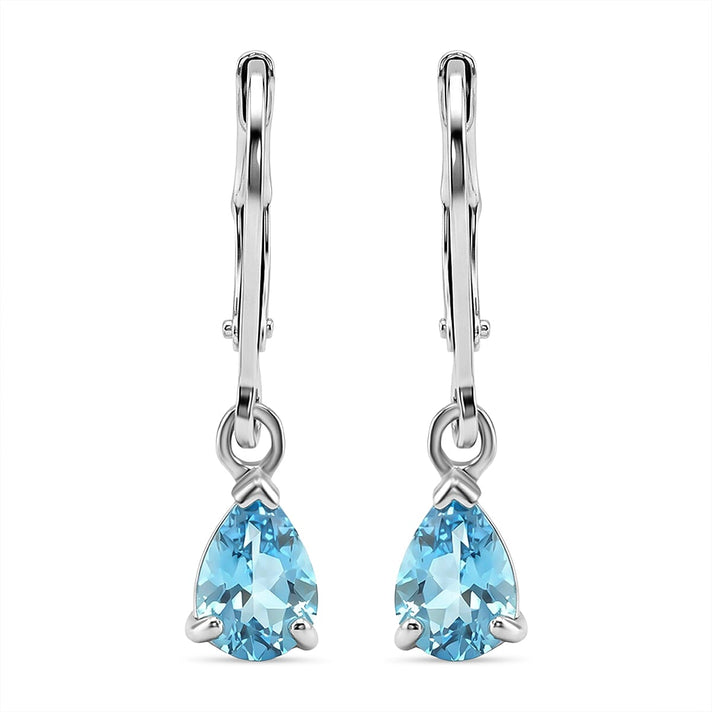 D'Joy Blue Zircon Solitaire Drop Earring in Rhodium Overlay Sterling Silver 2.24 Ct. 8502182 1