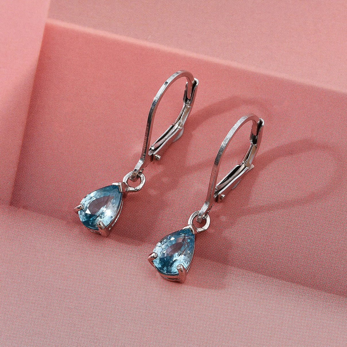 D'Joy Blue Zircon Solitaire Drop Earring in Rhodium Overlay Sterling Silver 2.24 Ct. 8502182 3
