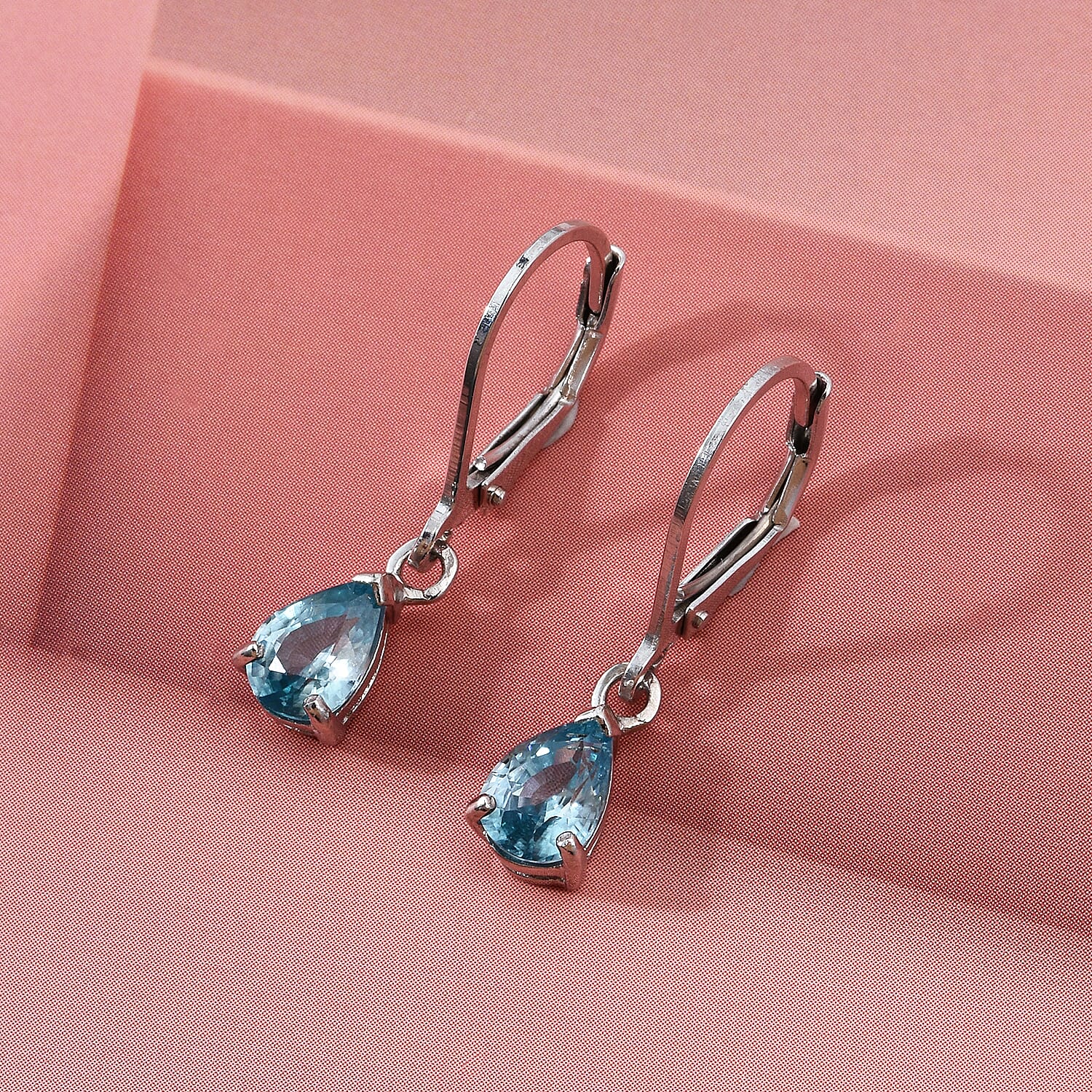 D'Joy Blue Zircon Solitaire Drop Earring in Rhodium Overlay Sterling Silver 2.24 Ct. 8502182 3