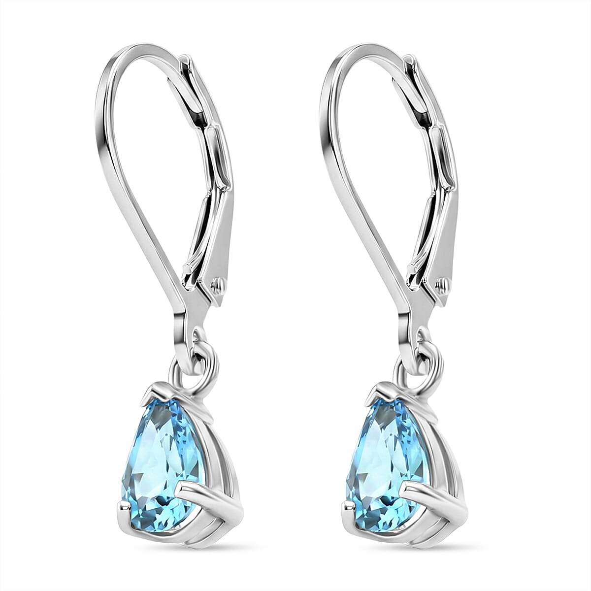 D'Joy Blue Zircon Solitaire Drop Earring in Rhodium Overlay Sterling Silver 2.24 Ct. 8502182 4