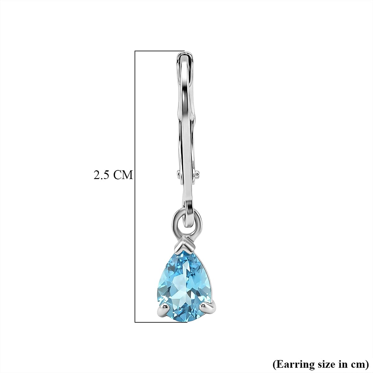 D'Joy Blue Zircon Solitaire Drop Earring in Rhodium Overlay Sterling Silver 2.24 Ct. 8502182 6