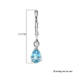 D'Joy Blue Zircon Solitaire Lever Back Earring in Rhodium Overlay Sterling Silver 1.80 Ct.
