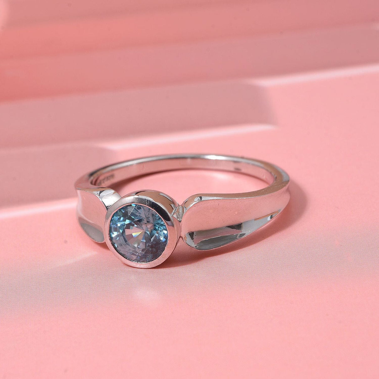 D'Joy 1.35 Ct. Blue Zircon Solitaire Ring in Rhodium Overlay Sterling Silver 8292916 1