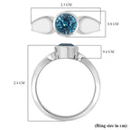 D'Joy Blue Zircon Ring in Rhodium Overlay Sterling Silver 1.33 Ct.
