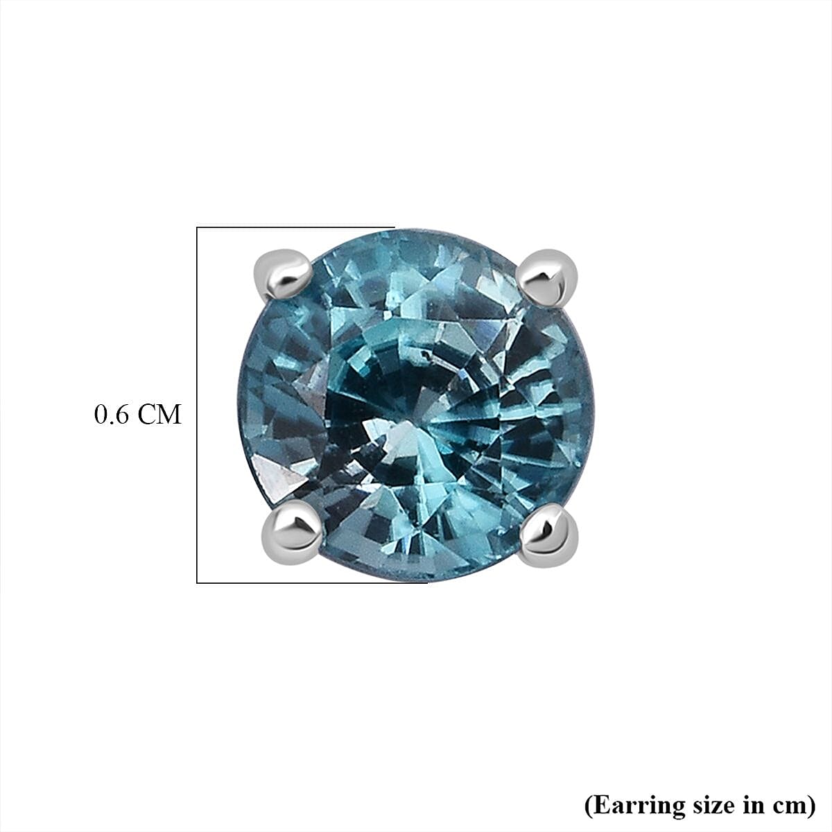 D'Joy Blue Zircon Solitaire Stud Earring with Push Back in Rhodium Overlay Sterling Silver 2.00 Ct. 8502183 5