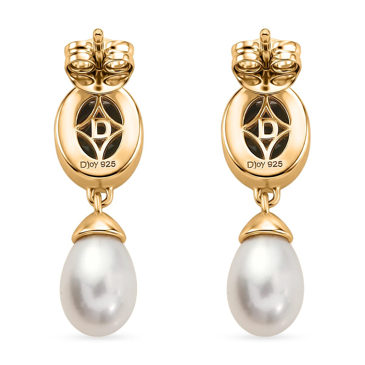 D'Joy - Boulder Opal Fresh Water Pearl Dangling Earring with Push Post in Yellow Gold Plated Sterling Silver 7.65 Ct. 8568040 5