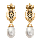 D'Joy - Boulder Opal Fresh Water Pearl Dangling Earring with Push Post in Yellow Gold Plated Sterling Silver 7.65 Ct.