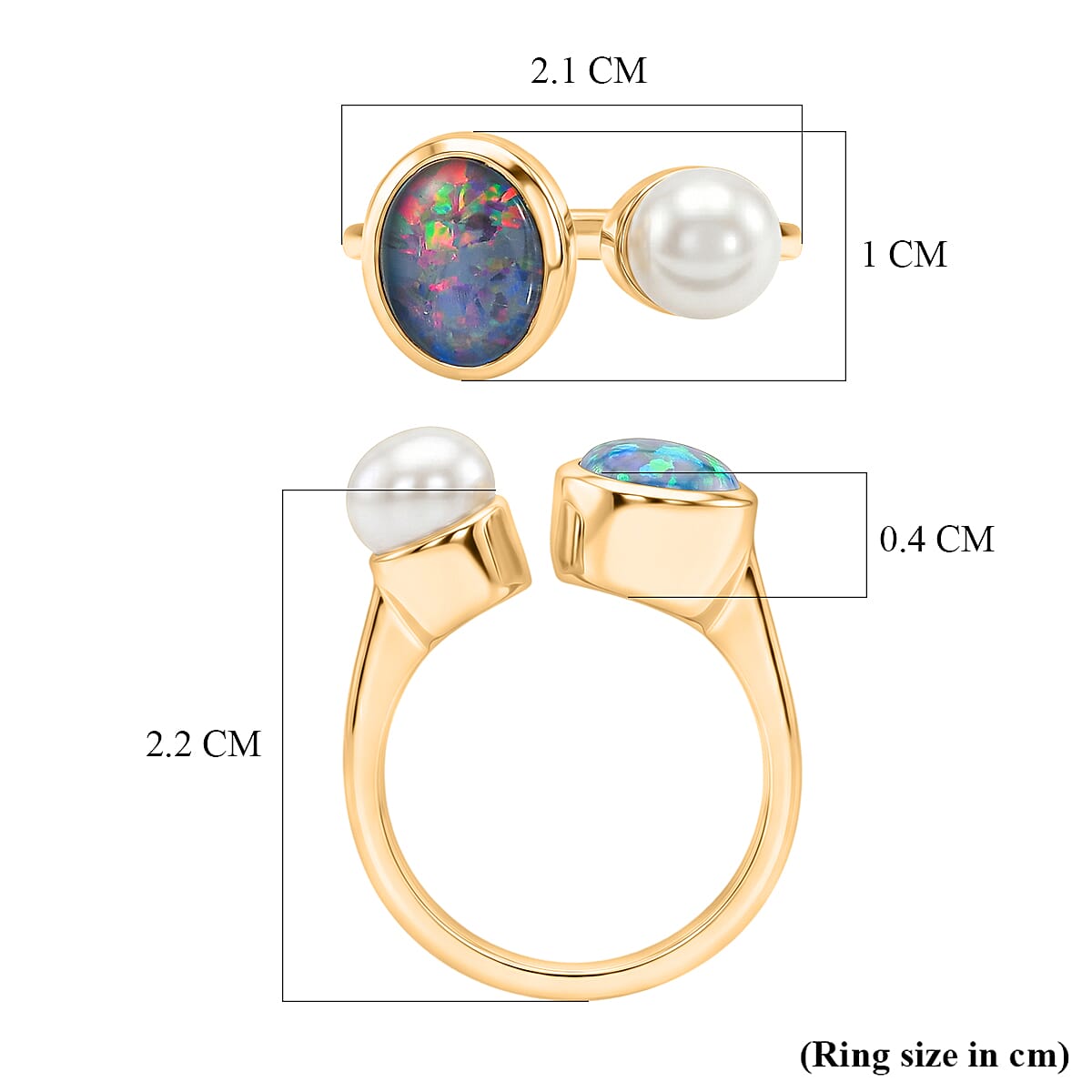 D'Joy - Boulder Opal Triplet &amp; Fresh Water Pearl Ring in Yellow Gold Plated Sterling Silver 2.87 Ct. 8568028 6