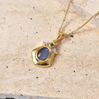 D'Joy - Boulder Opal Natural Chrome Diopside & White Zircon Pendant with Chain (Size 20) in Yellow Gold Plated Sterling Silver