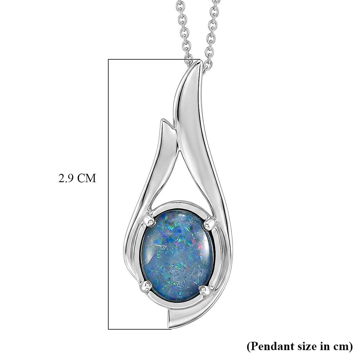 D'Joy - Boulder Opal Solitaire Pendant with Chain (Size 20) in Rhodium Overlay Sterling Silver 1.50 Ct. 4475725 7