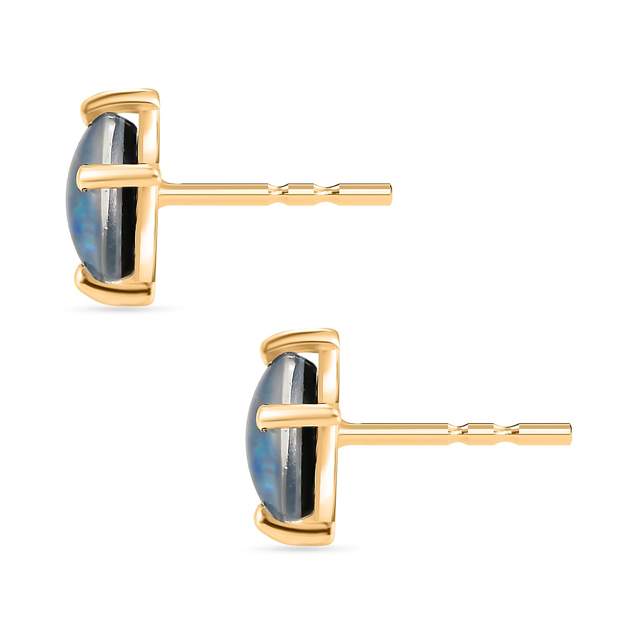 D'Joy - Boulder Opal Solitaire Stud Push Post Earring in Yellow Gold Plated Sterling Silver 1.64 Ct. V32513221 4