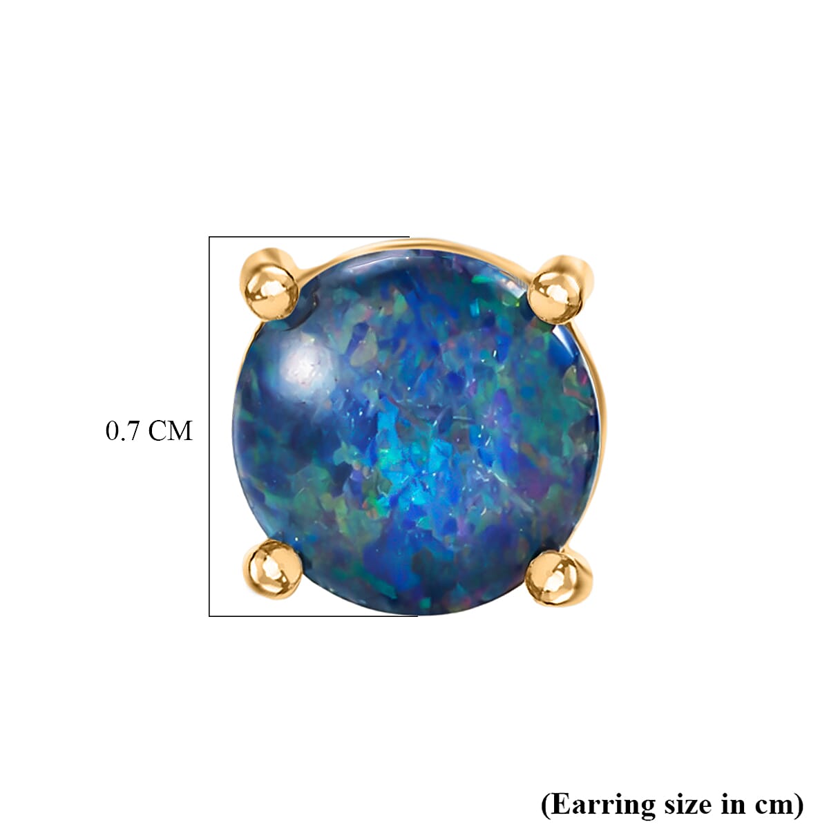 D'Joy - Boulder Opal Solitaire Stud Push Post Earring in Yellow Gold Plated Sterling Silver 1.64 Ct. V32513221 5