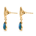 D'Joy - Boulder Opal Solitaire Stud Push Post Earring in Yellow Gold Plated Sterling Silver 1.80 Ct.