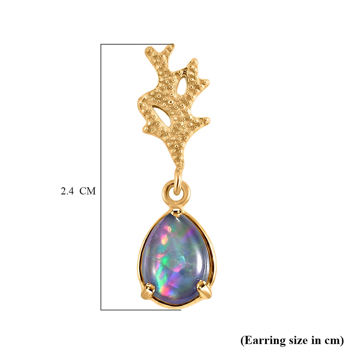D'Joy - Boulder Opal Solitaire Stud Push Post Earring in Yellow Gold Plated Sterling Silver 1.80 Ct. 8568045 5