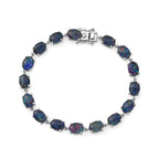 D'Joy - Boulder Opal White Zircon Cluster Bracelet (Size - 7) with GB Lock Box in Rhodium Overlay Sterling Silver 12.82 Ct.