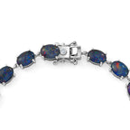 D'Joy - Boulder Opal White Zircon Cluster Bracelet (Size - 7) with GB Lock Box in Rhodium Overlay Sterling Silver 12.82 Ct.
