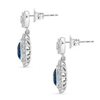 D'Joy - Boulder Opal White Zircon Dangling Earring with Push Back in Rhodium Overlay Sterling Silver 2.50 Ct.