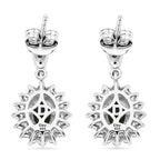 D'Joy - Boulder Opal White Zircon Dangling Earring with Push Back in Rhodium Overlay Sterling Silver 2.50 Ct.