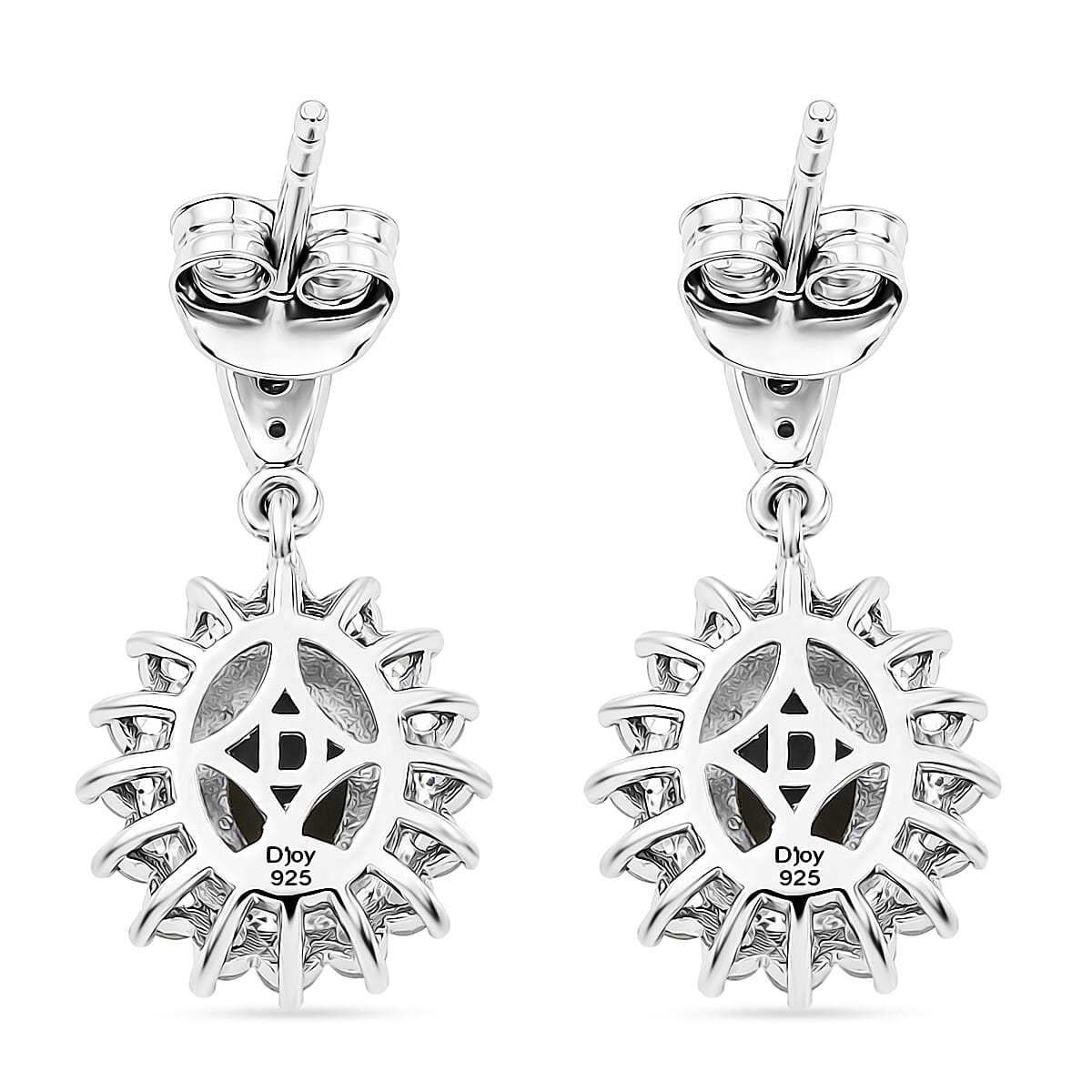 D'Joy - Boulder Opal White Zircon Dangling Earring with Push Back in Rhodium Overlay Sterling Silver 2.50 Ct. 8568024 5