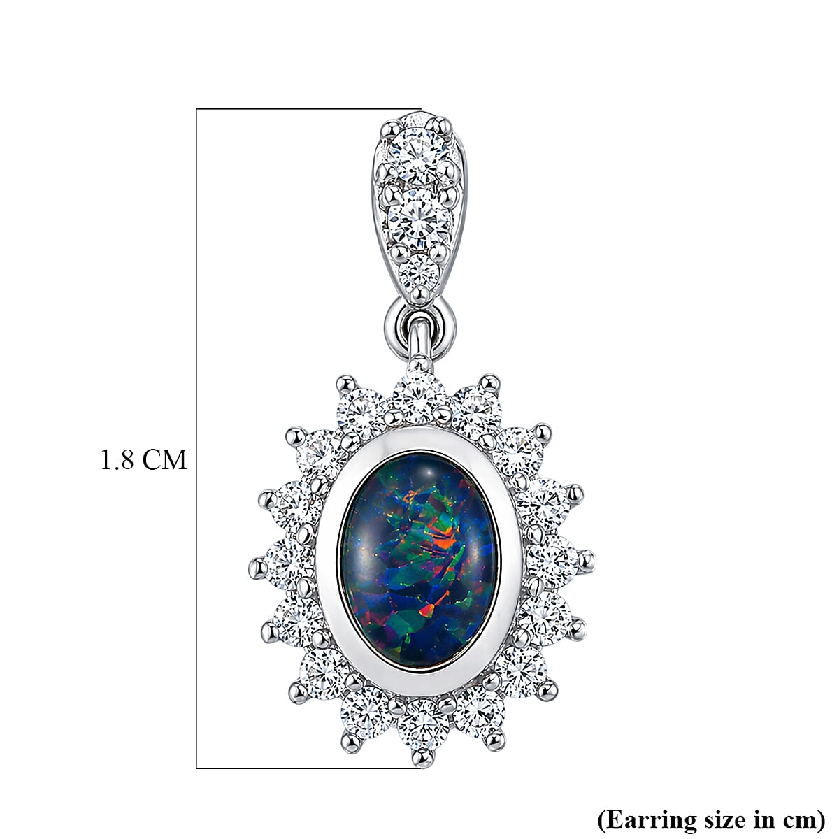 D'Joy - Boulder Opal White Zircon Dangling Earring with Push Back in Rhodium Overlay Sterling Silver 2.50 Ct. 8568024 6