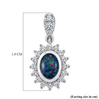 D'Joy - Boulder Opal White Zircon Dangling Earring with Push Back in Rhodium Overlay Sterling Silver 2.50 Ct.