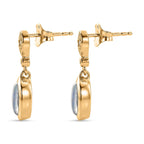 D'Joy - Boulder Opal White Zircon Dangling Earring with Push Post in Yellow Gold Plated Sterling Silver 1.75 Ct.