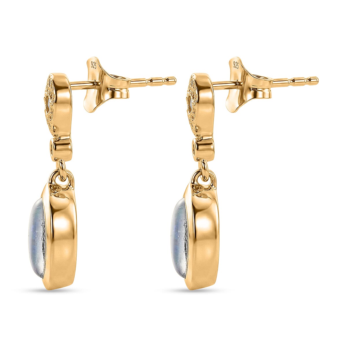 D'Joy - Boulder Opal White Zircon Dangling Earring with Push Post in Yellow Gold Plated Sterling Silver 1.75 Ct. 8568041 4