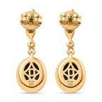 D'Joy - Boulder Opal White Zircon Dangling Earring with Push Post in Yellow Gold Plated Sterling Silver 1.75 Ct.