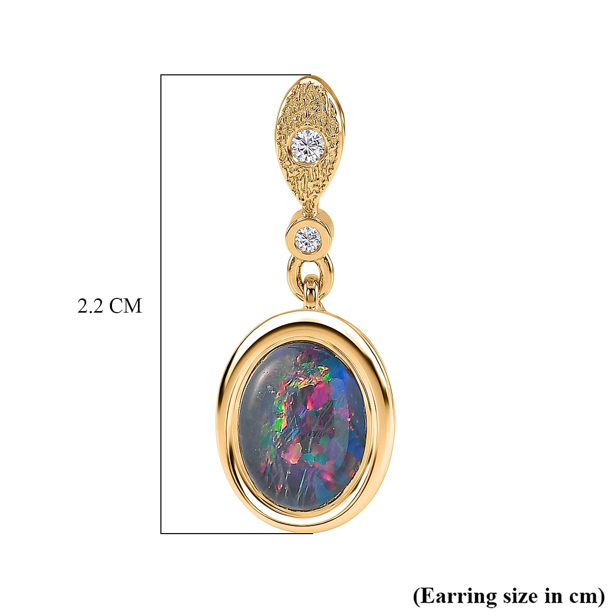 D'Joy - Boulder Opal White Zircon Dangling Earring with Push Post in Yellow Gold Plated Sterling Silver 1.75 Ct. 8568041 6