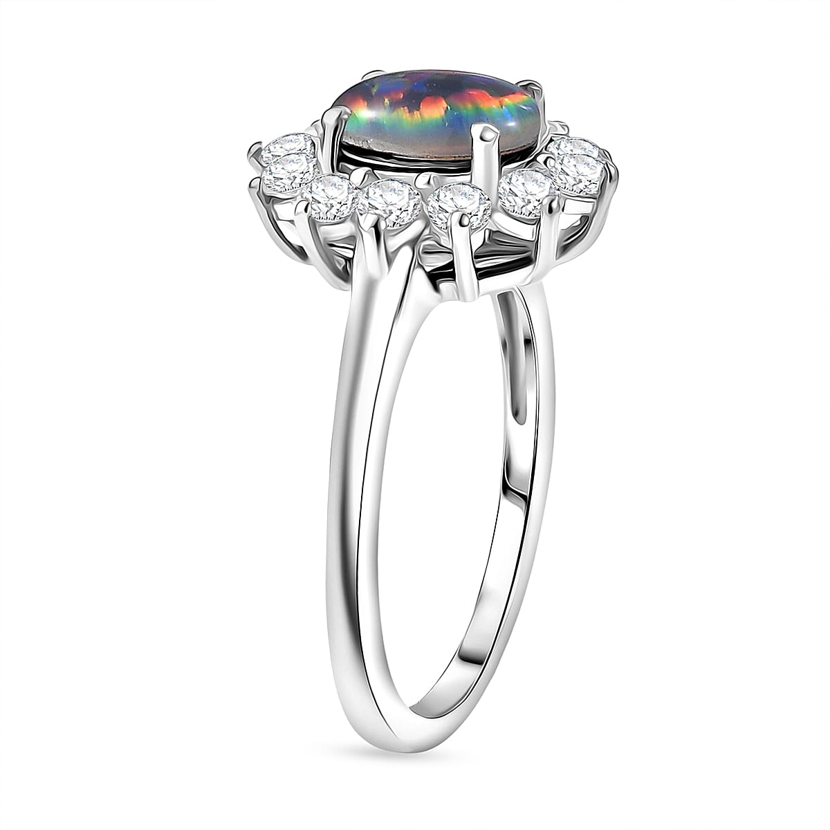 D'Joy Boulder Opal Triplet &amp; White Zircon Ring in Rhodium Overlay Sterling Silver 1.75 Ct. 8340637 4