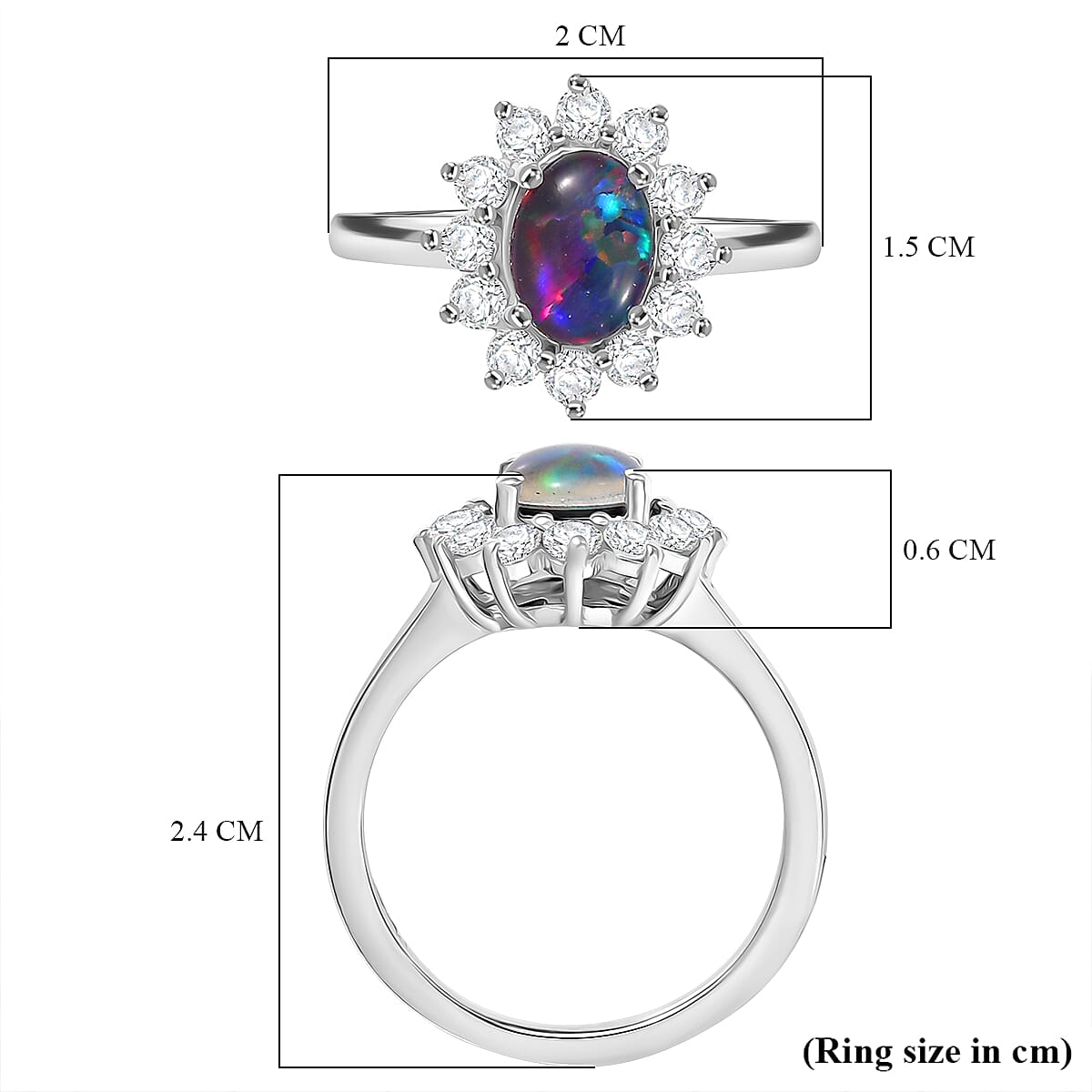 D'Joy Boulder Opal Triplet &amp; White Zircon Ring in Rhodium Overlay Sterling Silver 1.75 Ct. 8340637 6