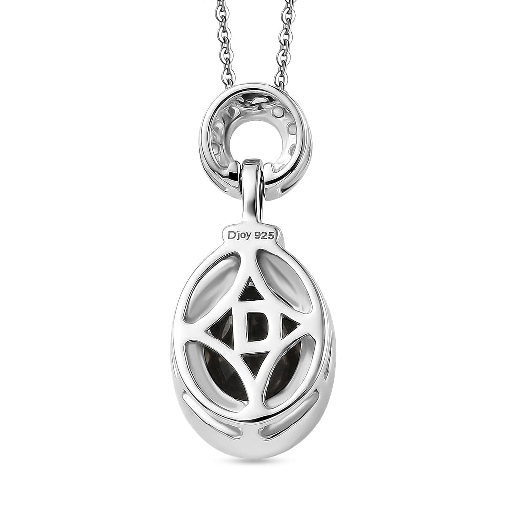 D'Joy - Boulder Opal & White Zircon Pendant with Chain (Size 20) in Rhodium Overlay Sterling Silver 1.35 Ct