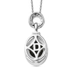 D'Joy - Boulder Opal & White Zircon Pendant with Chain (Size 20) in Rhodium Overlay Sterling Silver 1.35 Ct