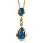 D'Joy - Boulder Opal & White Zircon Drop Pendant with Chain (Size 20) in Yellow Gold Plated Sterling Silver 1.30 Ct.