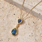 D'Joy - Boulder Opal & White Zircon Drop Pendant with Chain (Size 20) in Yellow Gold Plated Sterling Silver 1.30 Ct.