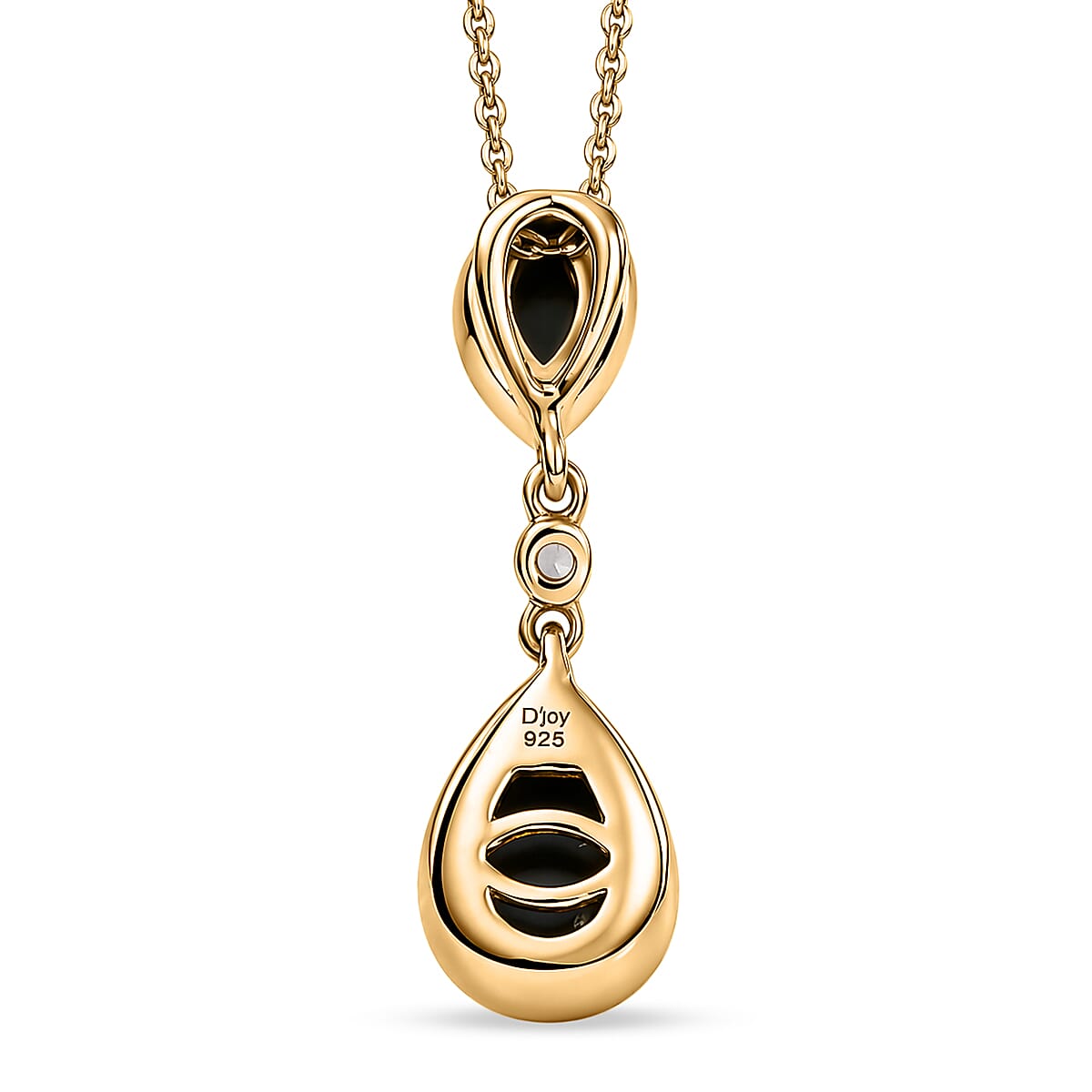 D'Joy - Boulder Opal &amp; White Zircon Drop Pendant with Chain (Size 20) in Yellow Gold Plated Sterling Silver 1.30 Ct. V32519201 5