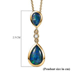 D'Joy - Boulder Opal & White Zircon Drop Pendant with Chain (Size 20) in Yellow Gold Plated Sterling Silver 1.30 Ct.