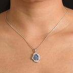 D'Joy - Boulder Opal White Zircon Pendant with Chain (Size 20) in Rhodium Overlay Sterling Silver 2.50 Ct.