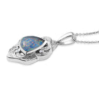 D'Joy - Boulder Opal White Zircon Pendant with Chain (Size 20) in Rhodium Overlay Sterling Silver 2.50 Ct.