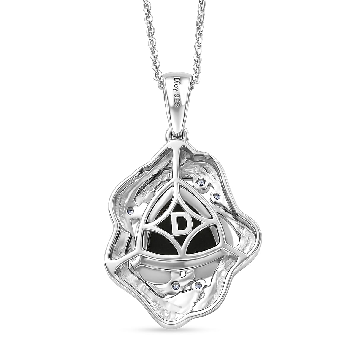 D'Joy - Boulder Opal White Zircon Pendant with Chain (Size 20) in Rhodium Overlay Sterling Silver 2.50 Ct. 4477967 5
