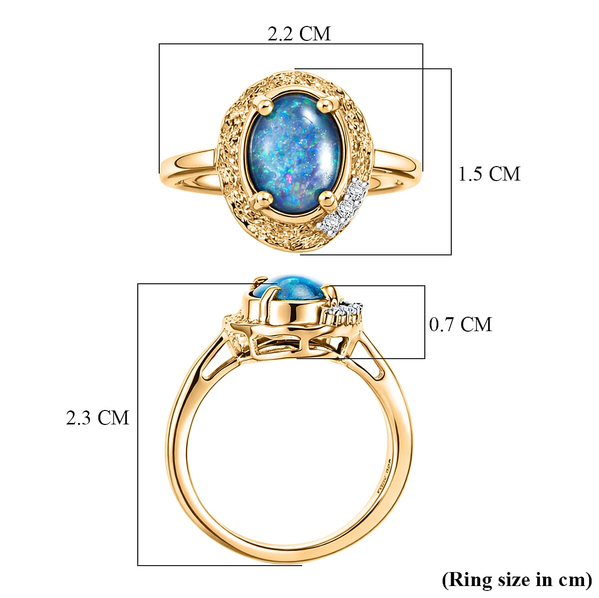 D'Joy - Boulder Opal &amp; White Zircon Solitaire Ring in Yellow Gold Plated Sterling Silver 1.32 Ct. V32554579 6