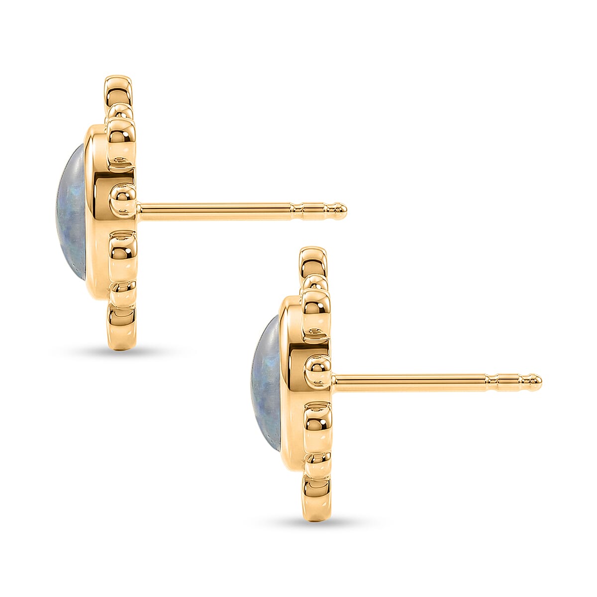 D'Joy - Boulder Opal &amp; White Zircon Sunburst Stud Earring with Push Post in Yellow Gold Plated Sterling Silver 1.75 Ct. 8572481 4