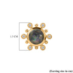 D'Joy - Boulder Opal & White Zircon Sunburst Stud Earring with Push Post in Yellow Gold Plated Sterling Silver 1.75 Ct.